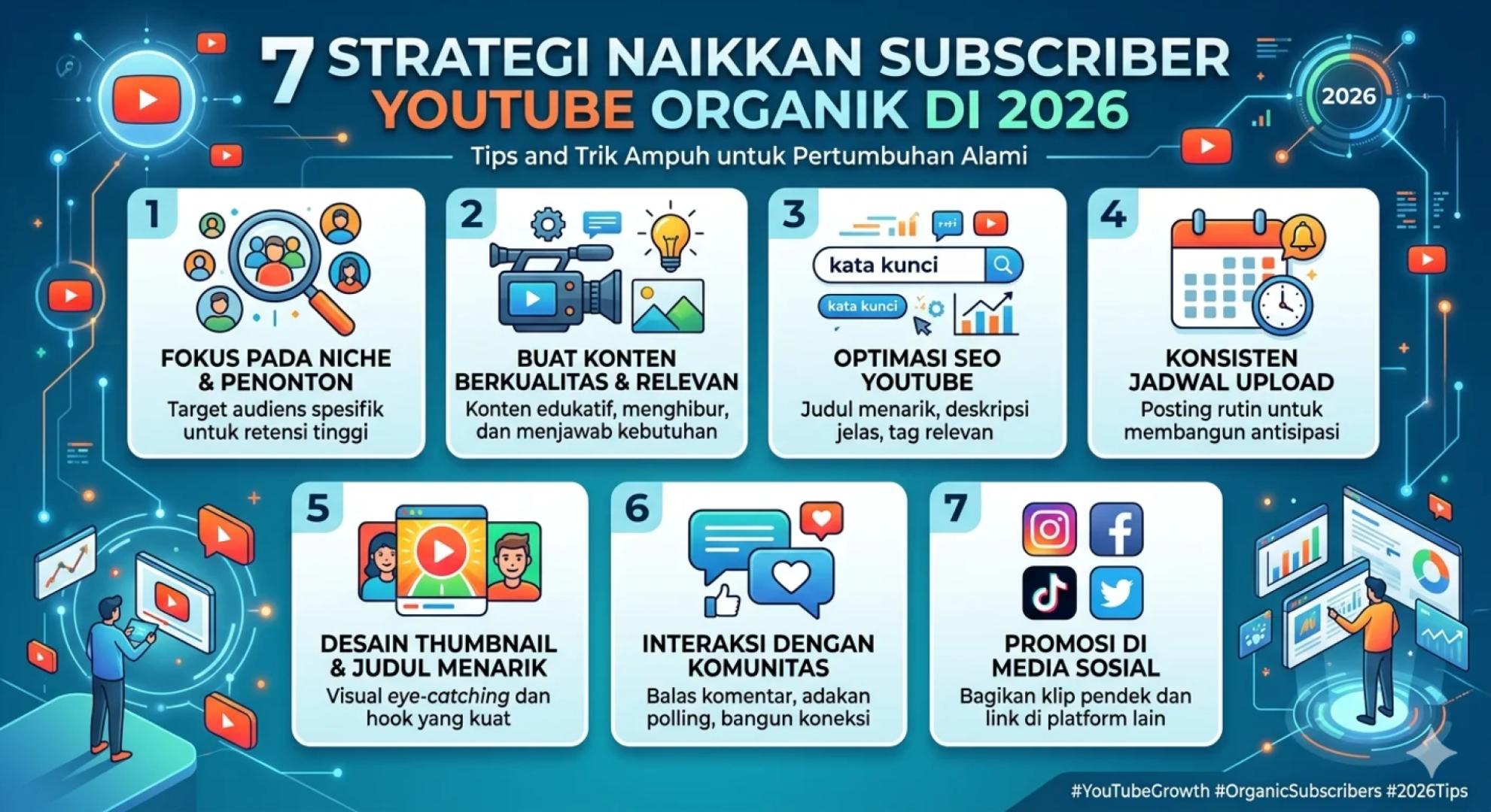 7 Strategi Naikkan Subscriber YouTube Organik di 2026