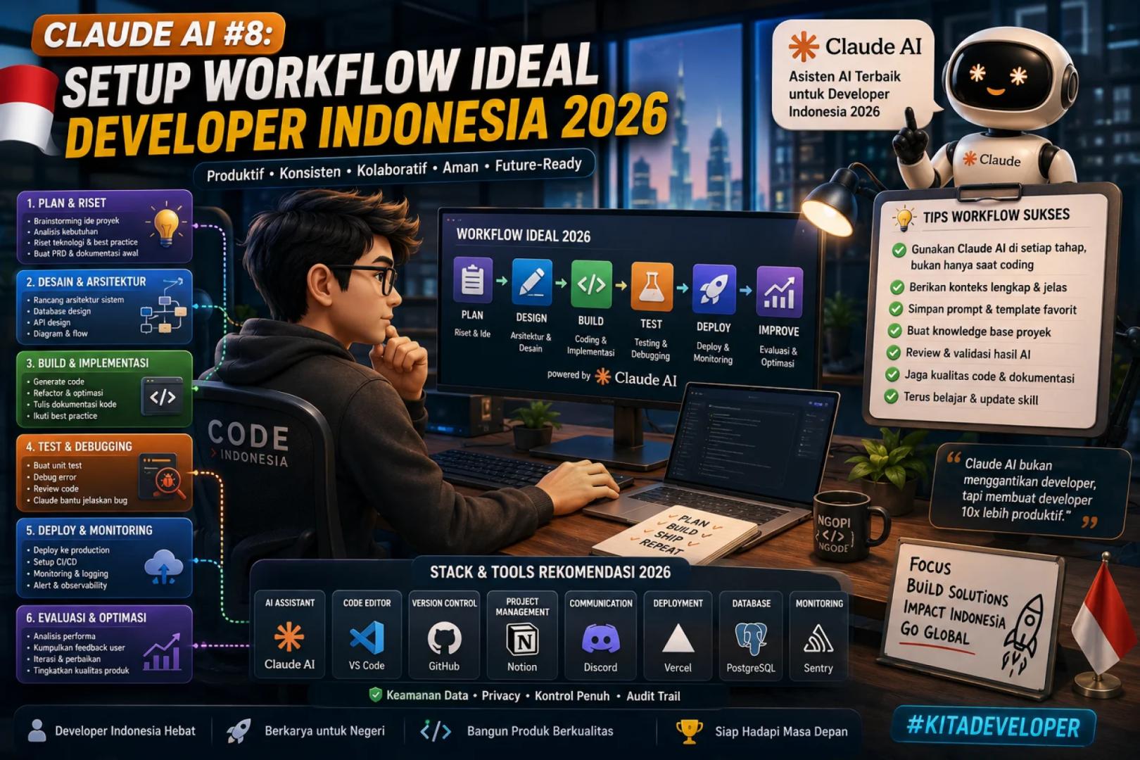 Claude AI #8: Setup Workflow Ideal Developer Indonesia 2026