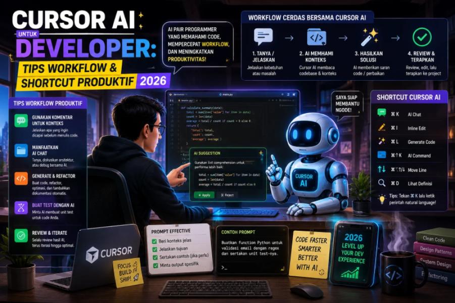 Cursor AI untuk Developer: Tips Workflow & Shortcut Produktif 2026