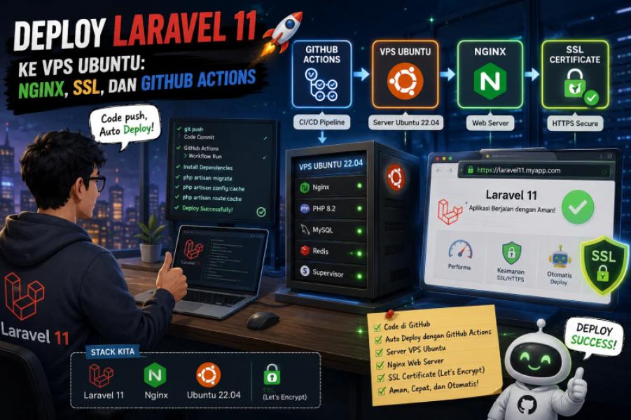 Deploy Laravel 11 ke VPS Ubuntu: Nginx, SSL, dan GitHub Actions