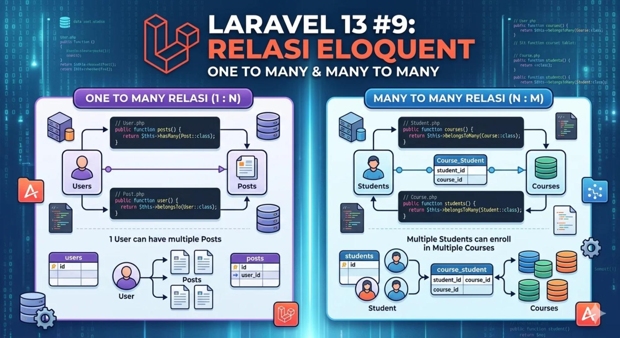 Laravel 13 #9: Relasi Eloquent One to Many & Many to Many