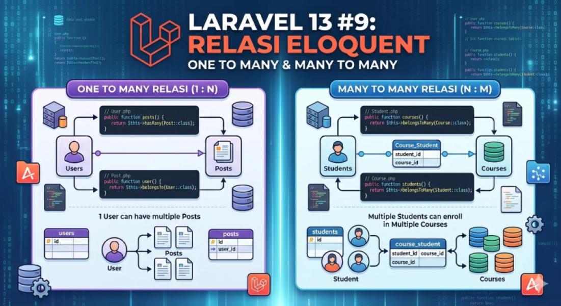 Laravel 13 #9: Relasi Eloquent One to Many & Many to Many