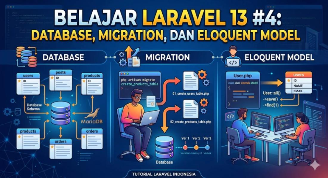 Belajar Laravel 13 #4: Database, Migration, dan Eloquent Model